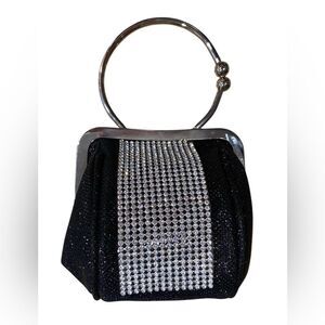 Rhinestone Mini Clutch Circle Handle Clasp Closure